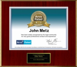  Personal Injury & Accidents John Metz AVVO rated Lawyer 2014